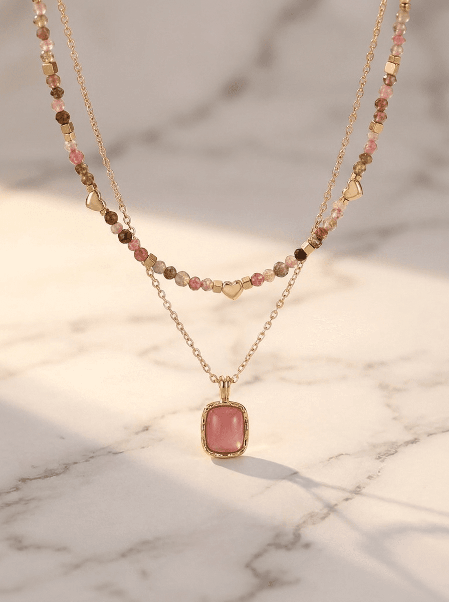 Tourmaline & Stone Necklace, necklaces in tourmaline, natural stone, view 3
