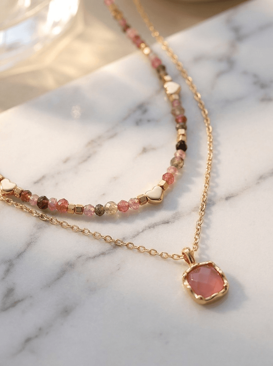 Tourmaline & Stone Necklace, necklaces in tourmaline, natural stone, view 4
