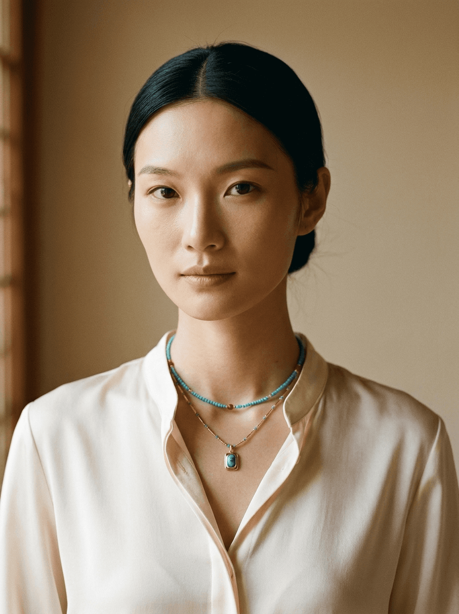 Turquoise Layered Necklace, necklaces in  neo-Chinese