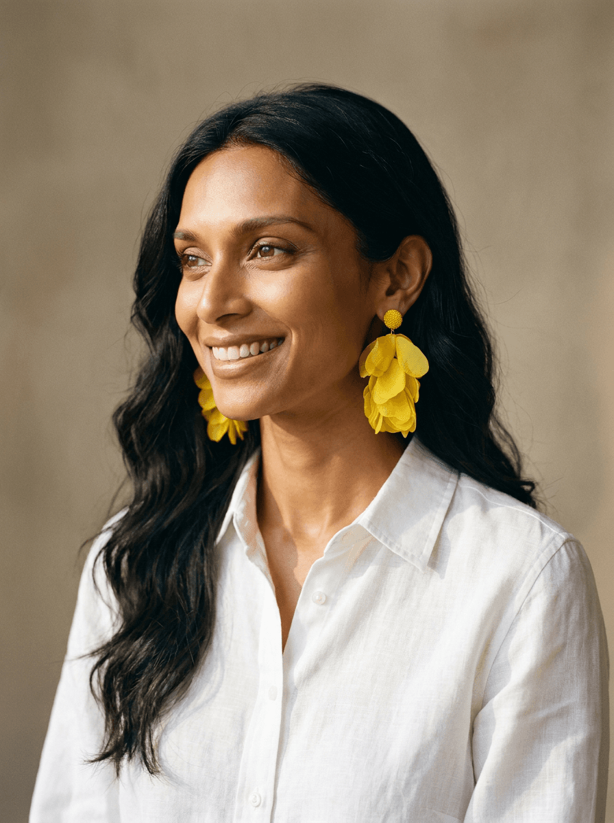 Yellow Petal Tassel Cuffs, earrings in  resort style